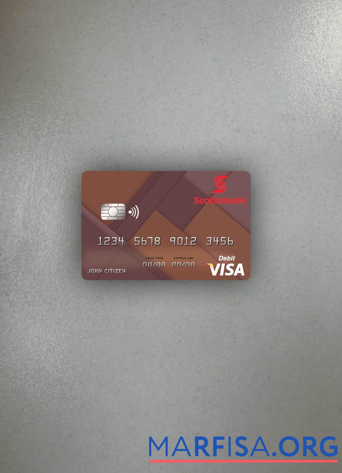 Printable Saint Lucia Scotiabank visa debit card photolook front real example